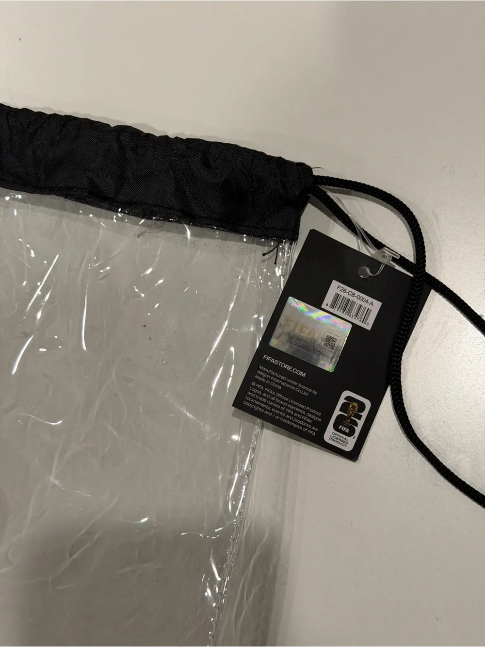 FIFA Clear Drawstring Backpack with Black Trim